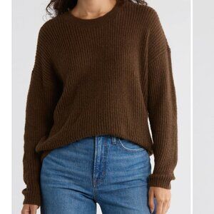 Madewell Brown Ribbed Crewneck Sweater Size XS